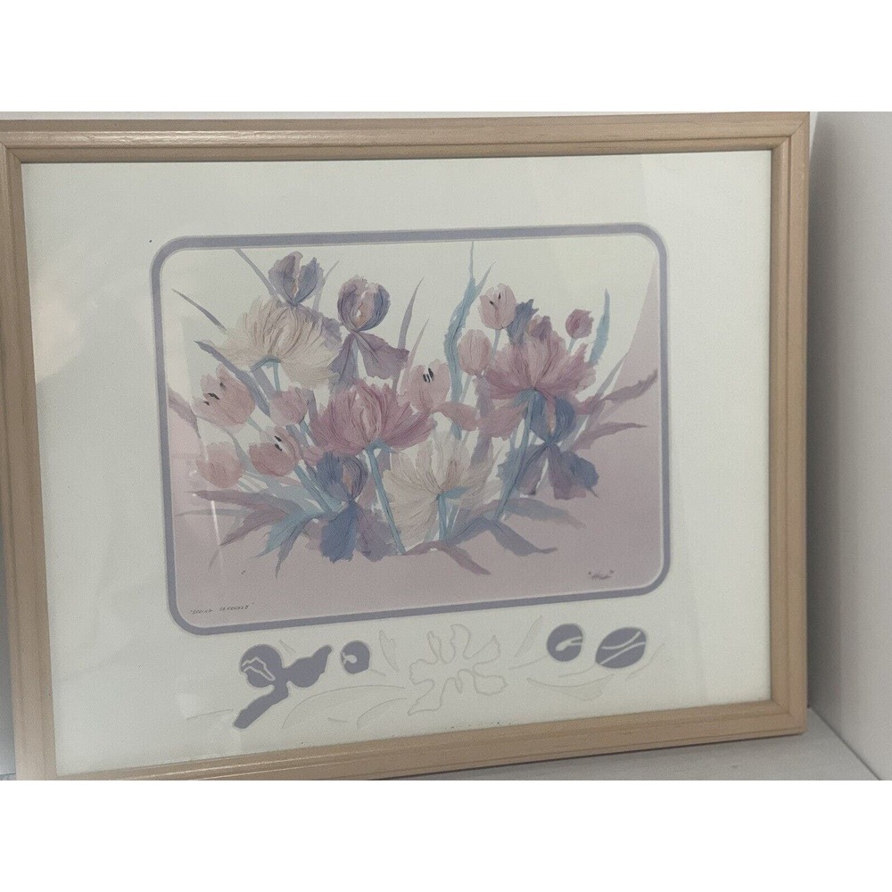 Vintage Henry Howells Bouquet Print ‘93 Signed Purple Pink Framed And Matted